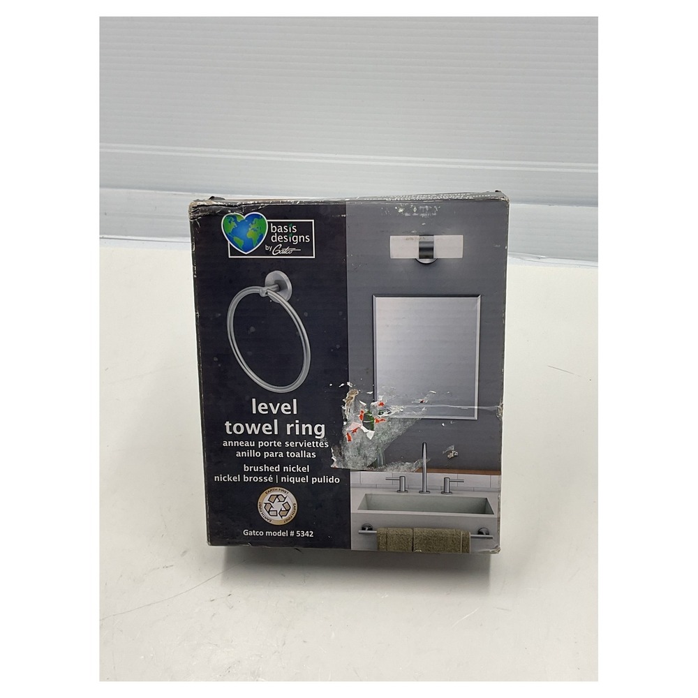 Gatco‎ 5342 Level Towel Ring Brushed Nickel Modern Bathroom Wall Mount NEW